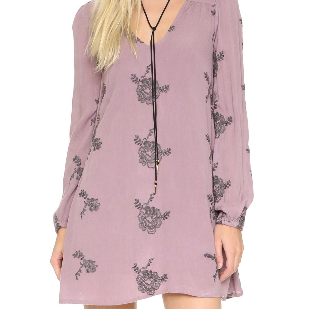 Free People Emma Embroidered Dress in Elderberry